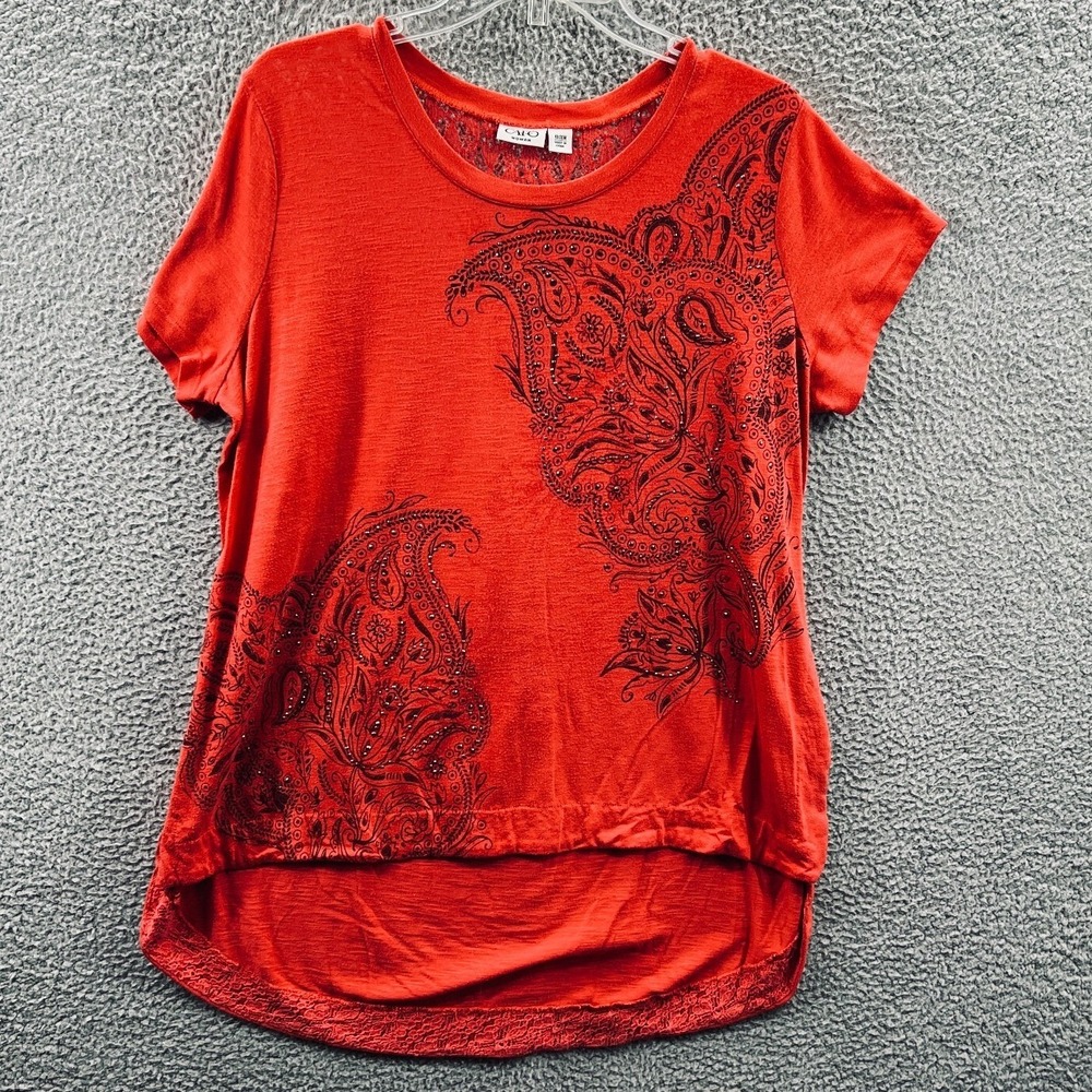 Womens Boho Tunic Top 18/20W Paisley Embellished Lace Back Relaxed Slub Knit